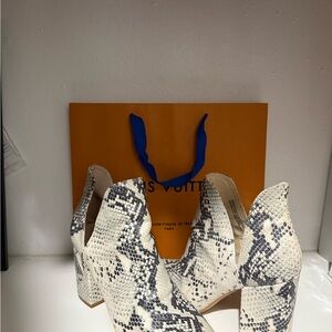 Steve Madden Snake-Print Block Heel Ankle Boots - White/Black